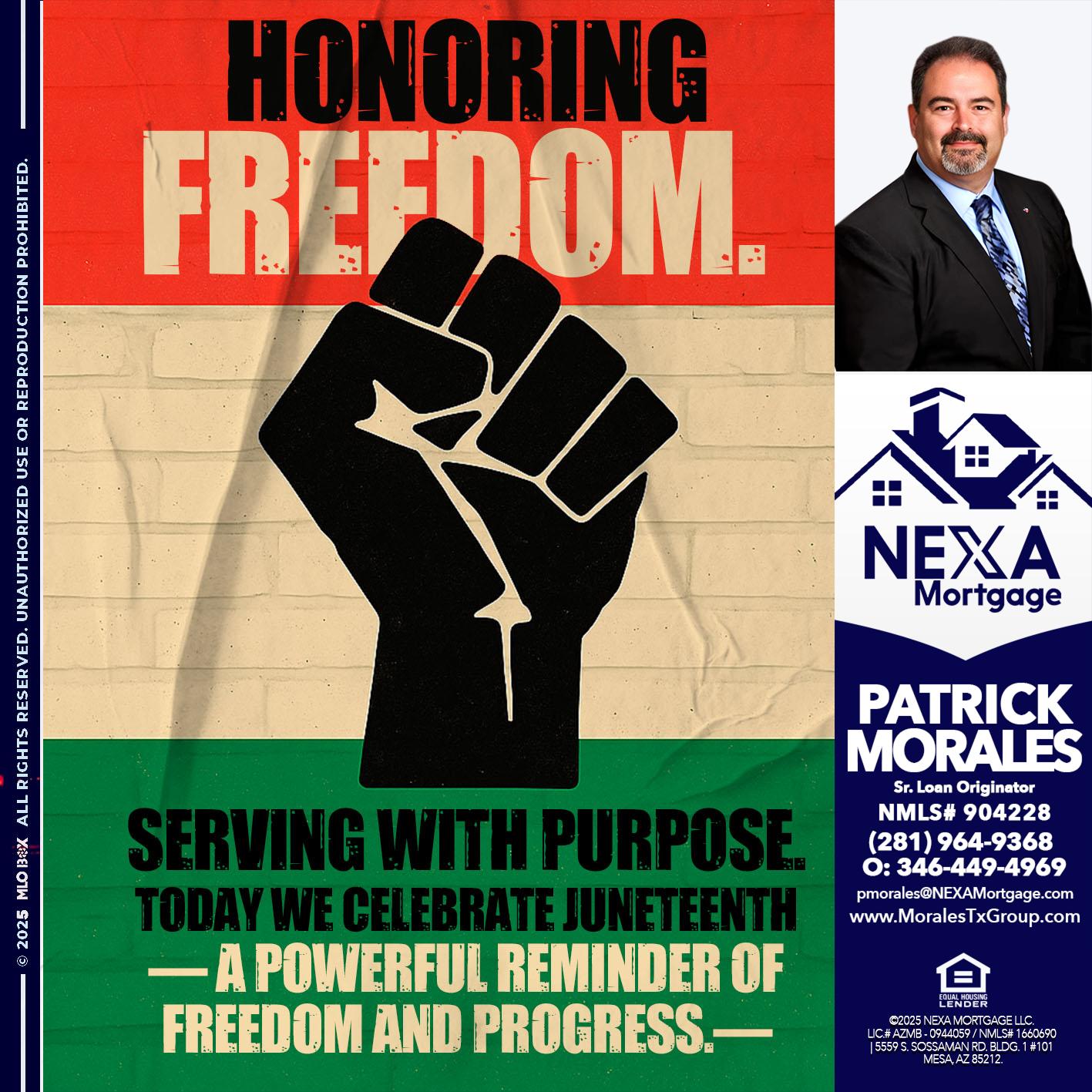 HONORING FREEDOM - Patrick Morales -Sr. Loan Originator & Reverse Mortgage Specialist