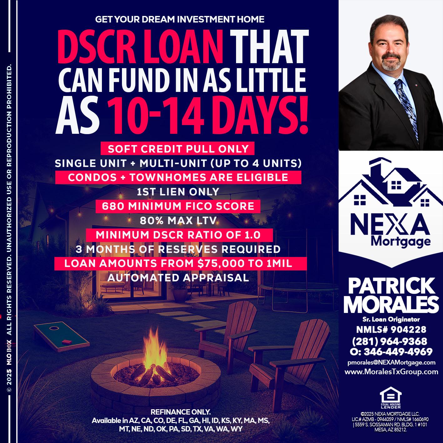 DSCR LOAN - Patrick Morales -Sr. Loan Originator & Reverse Mortgage Specialist