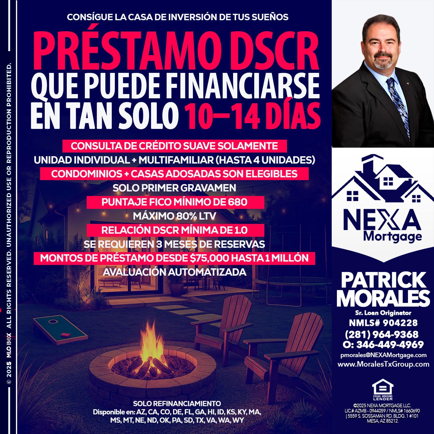 PRESTAMOS DSCR - Patrick Morales -Sr. Loan Originator & Reverse Mortgage Specialist
