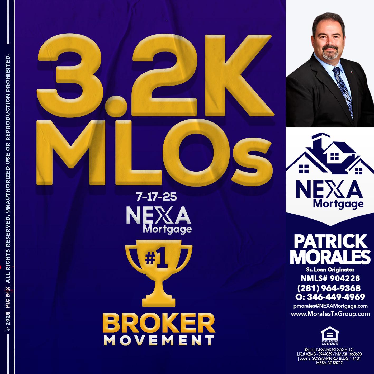 3.2K MLOs - Patrick Morales -Sr. Loan Originator & Reverse Mortgage Specialist