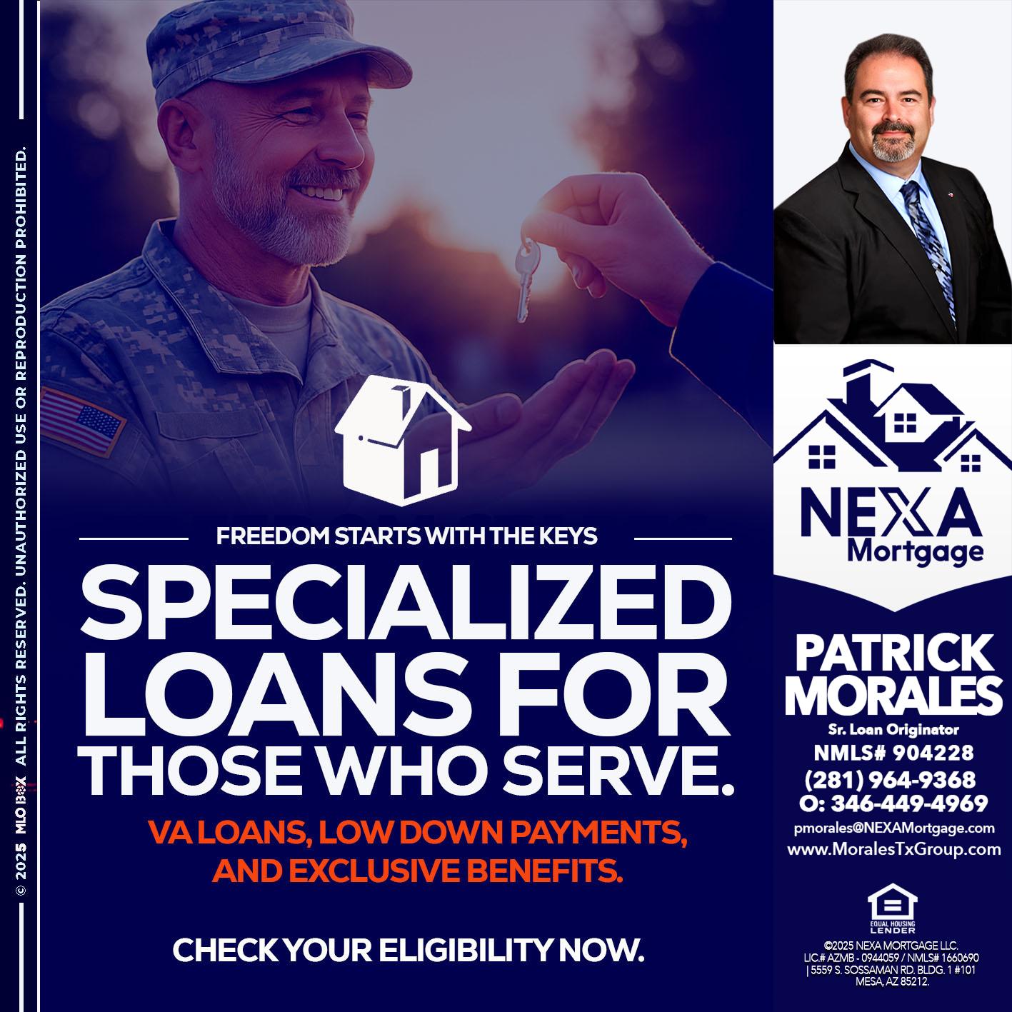 SPECIALIZED LOANS - Patrick Morales -Sr. Loan Originator & Reverse Mortgage Specialist
