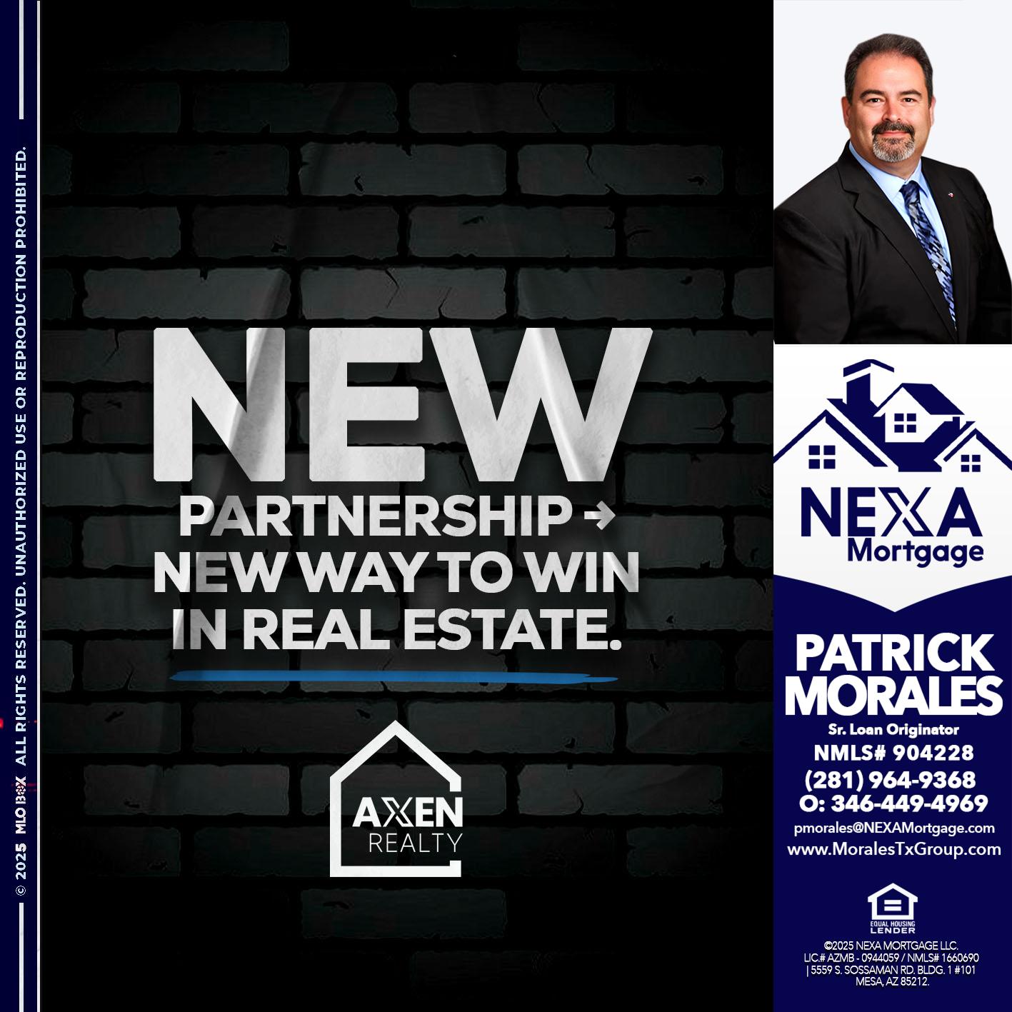 new partnership - Patrick Morales -Sr. Loan Originator & Reverse Mortgage Specialist