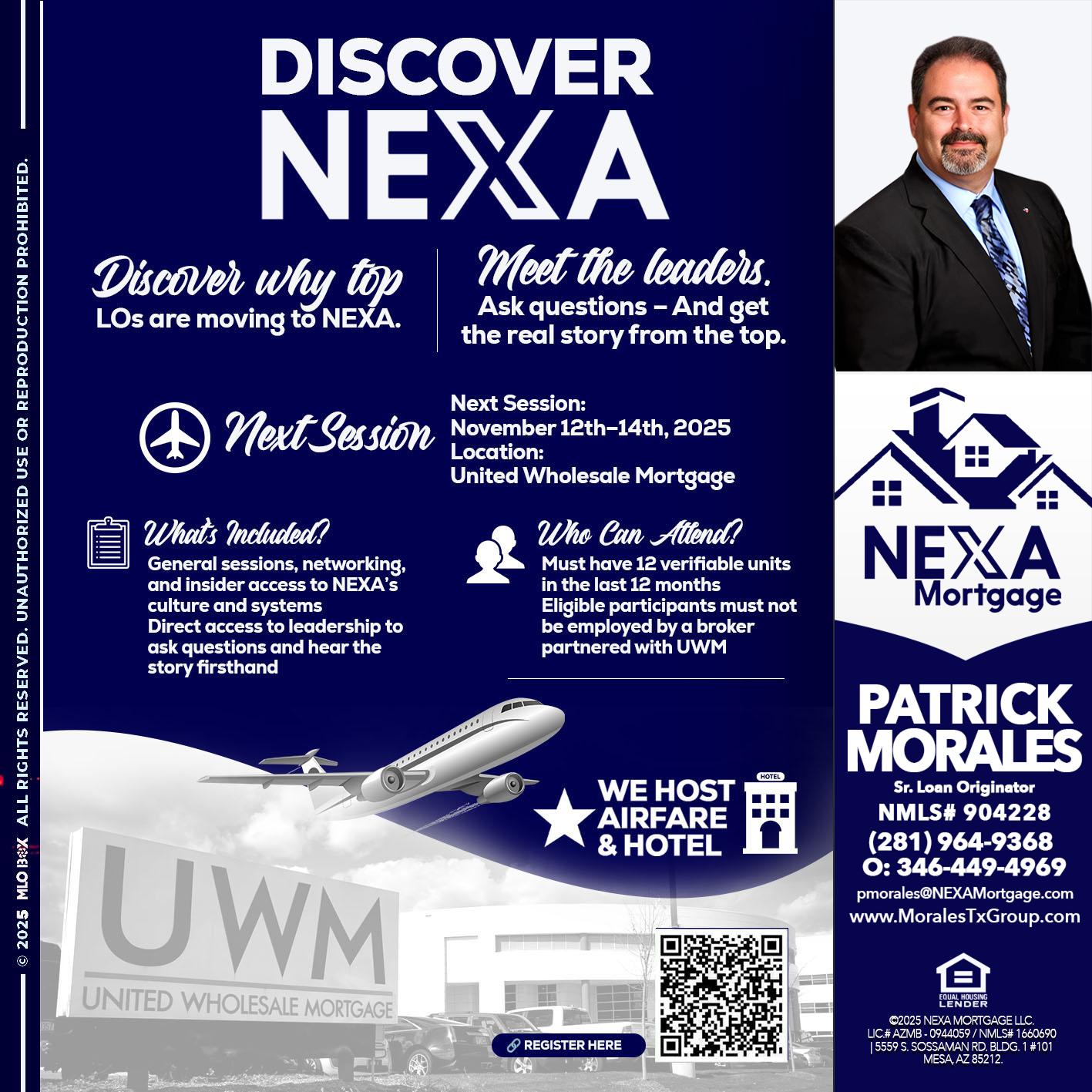 DISCOVER NEXA - Patrick Morales -Sr. Loan Originator & Reverse Mortgage Specialist