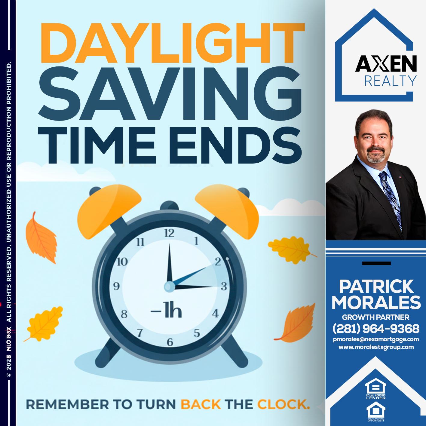 daylight saving - Patrick Morales -Sr. Loan Originator & Reverse Mortgage Specialist