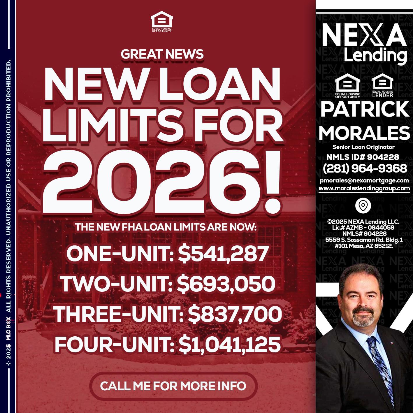 loan limits - Patrick Morales -Sr. Loan Originator & Reverse Mortgage Specialist