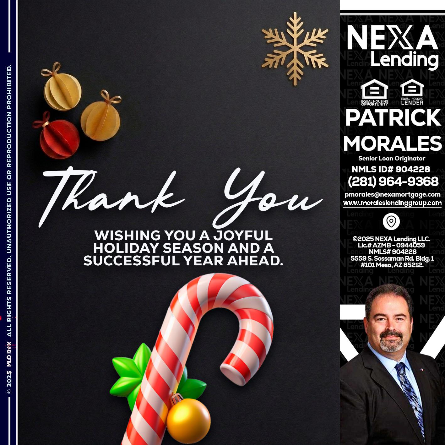 THANK YOU - Patrick Morales -Sr. Loan Originator & Reverse Mortgage Specialist