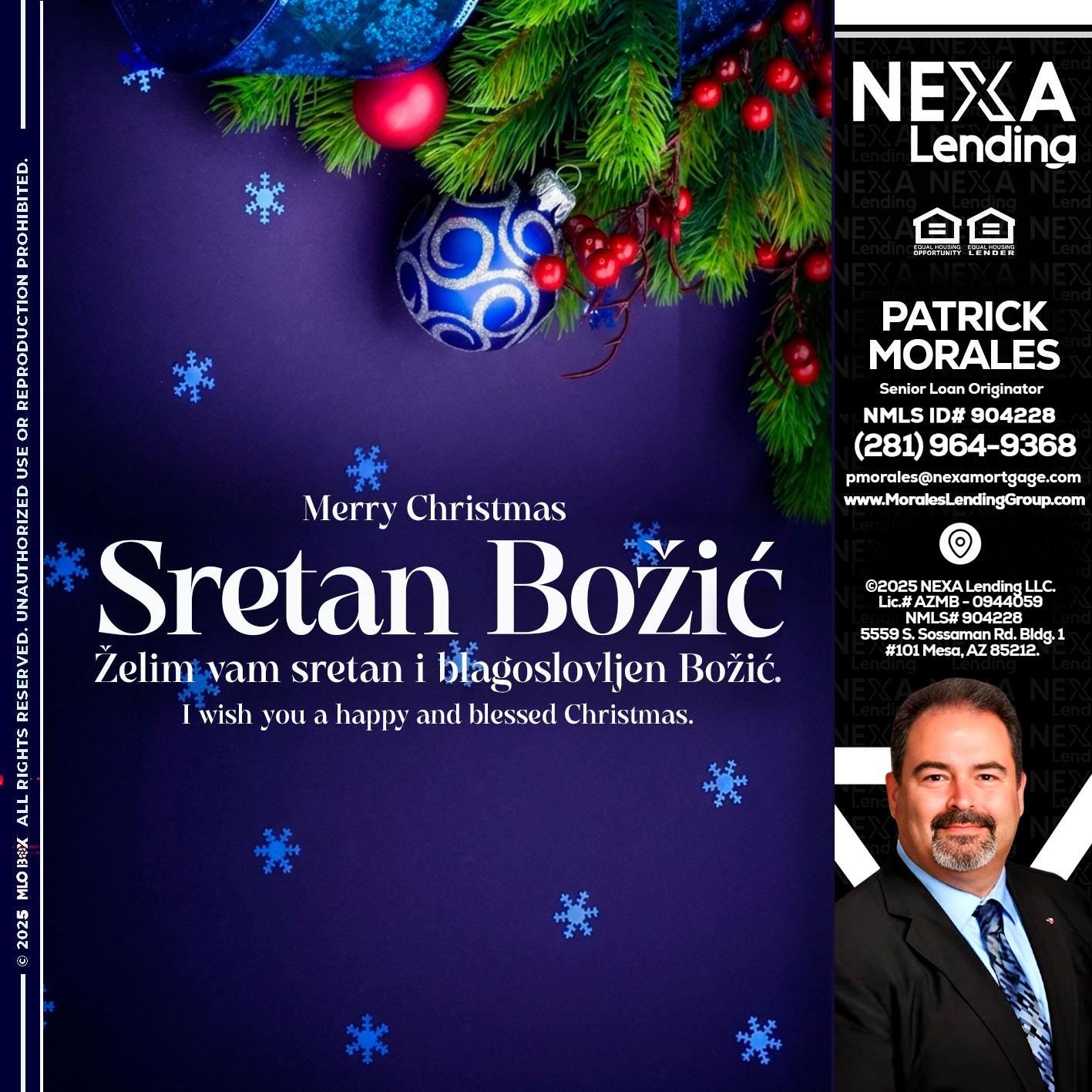 Sretan Božić - Patrick Morales -Sr. Loan Originator & Reverse Mortgage Specialist