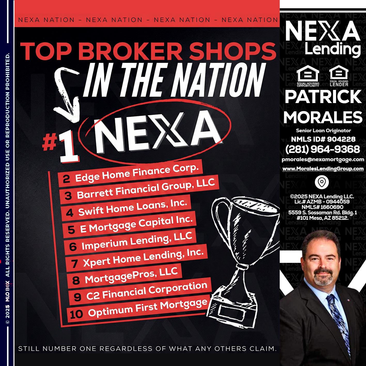 top broker - Patrick Morales -Sr. Loan Originator & Reverse Mortgage Specialist