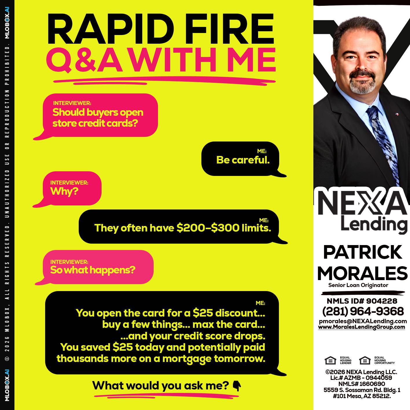 RAPID FIRE Q&A - Patrick Morales -Sr. Loan Originator & Reverse Mortgage Specialist
