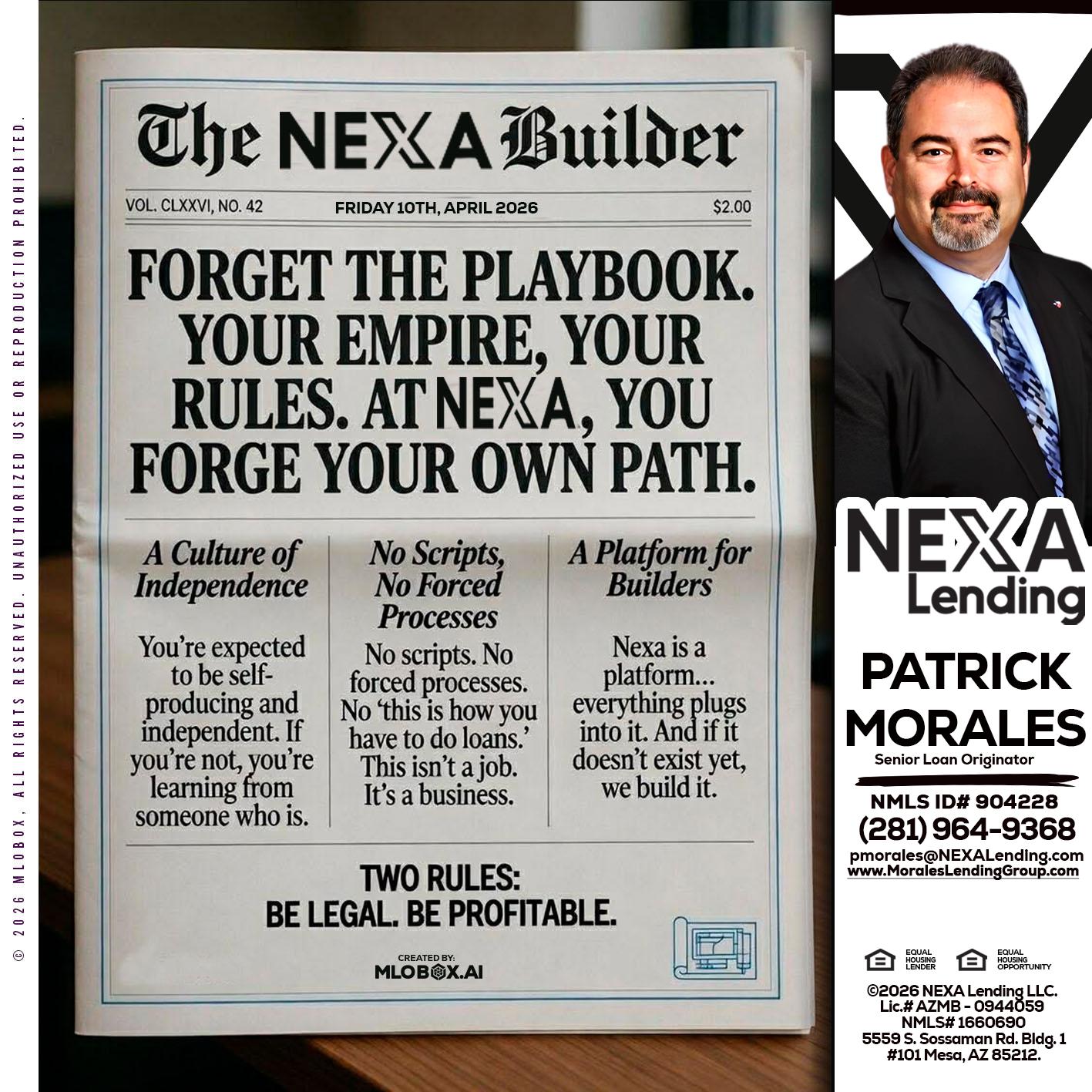 THE NEXA BUILDER - Patrick Morales -Sr. Loan Originator & Reverse Mortgage Specialist