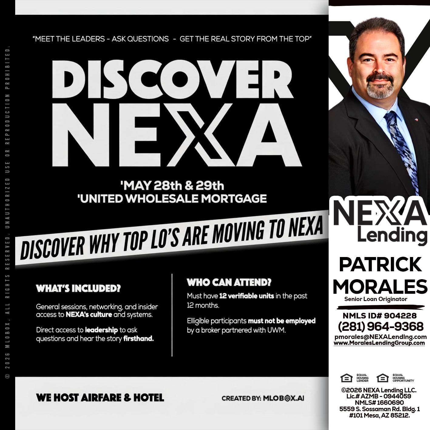 DISCOVER NEXA - Patrick Morales -Sr. Loan Originator & Reverse Mortgage Specialist