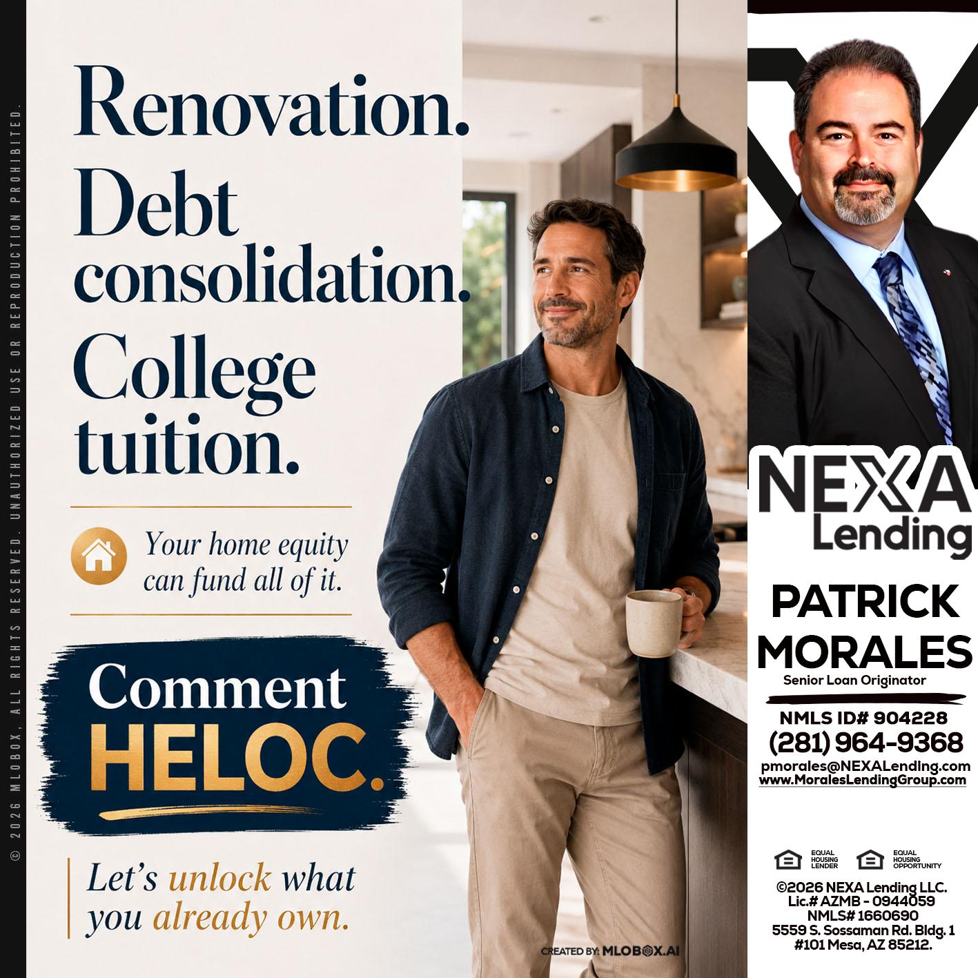 RENOVATION DEBT - Patrick Morales -Sr. Loan Originator & Reverse Mortgage Specialist