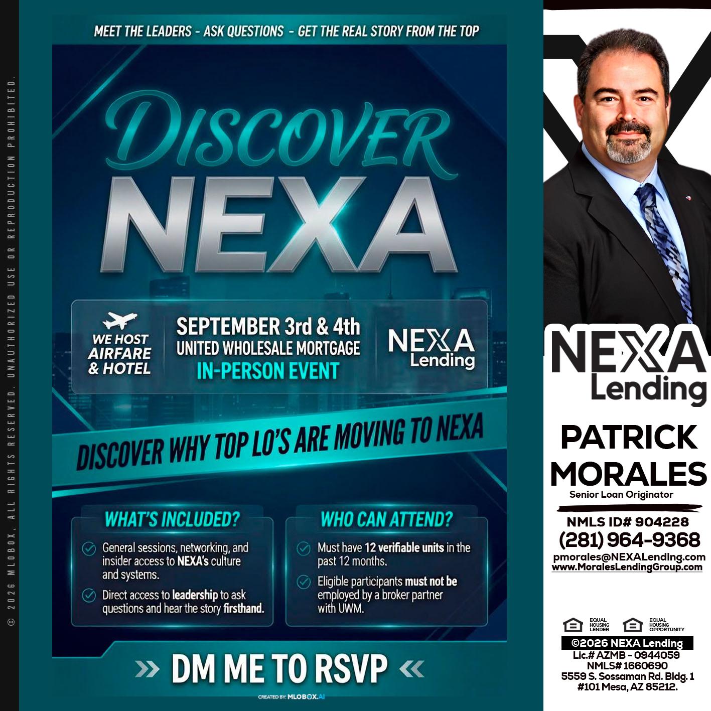 DISCOVER NEXA - Patrick Morales -Sr. Loan Originator & Reverse Mortgage Specialist