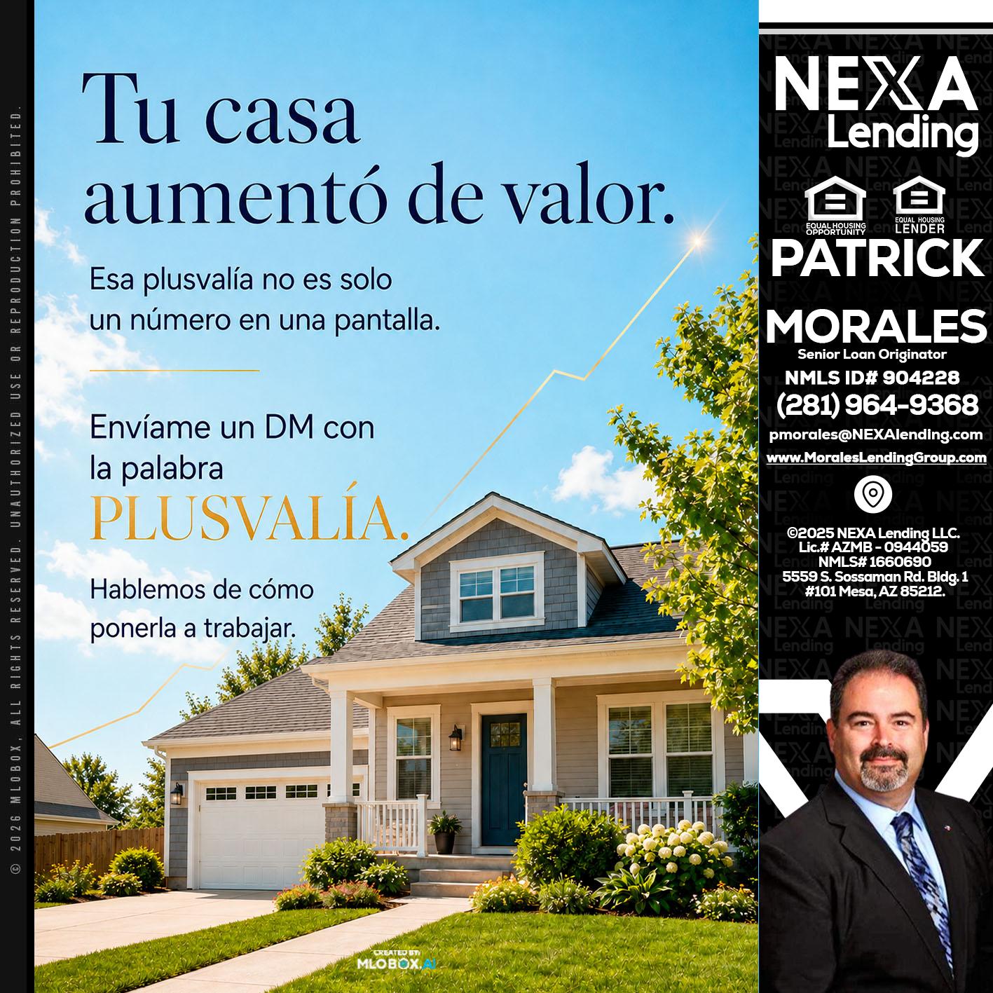tu casa aumento - Patrick Morales -Sr. Loan Originator & Reverse Mortgage Specialist